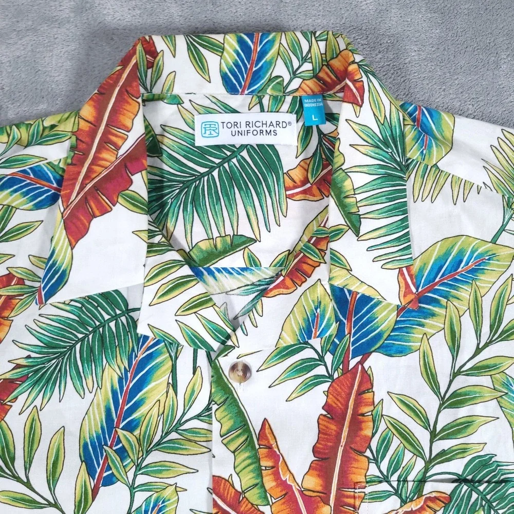 Tori Richard Uniform Hawaiian Shirt Mens Large Hawaiian Aloha Camp Resort Cruise